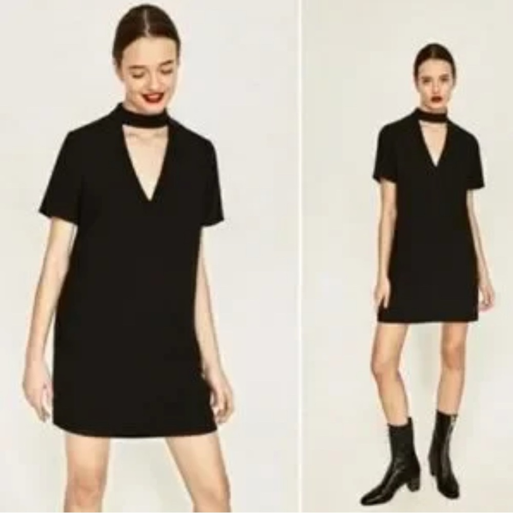 Zara black choker mini dress